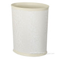 Oval Shape Hotel Waste Bin with Ivory Leatherette Wrapped